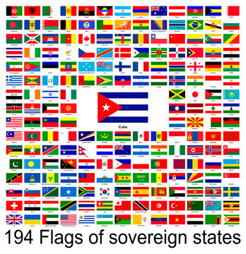 Cuba, collection of vector images of flags of the world