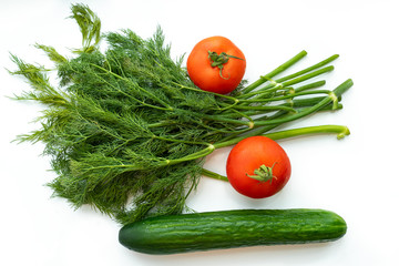 fresh vegetables isolated on white background