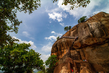 Stairs in Sigiriya Lion Rock (Sri Lanka)