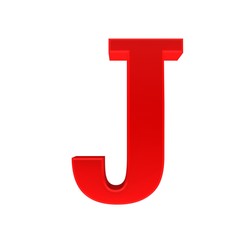 J letter red sign 3d
