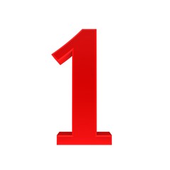 1 number red 3d one sign