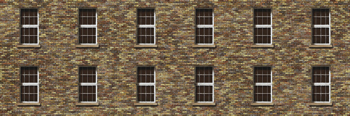 Fototapeta na wymiar Brick wall outside a residential building- architecture exterior. 2d illustration