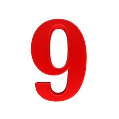 9 number red 3d nine sign
