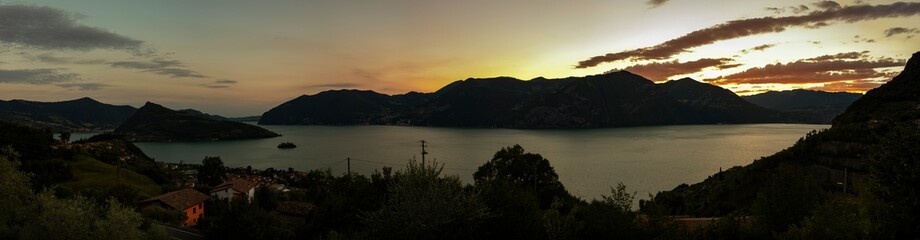 panorama view on Lago di Iseo, iseo lake in Italy