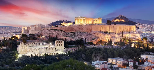 Foto op Canvas De Akropolis van Athene, Griekenland, met de Parthenon-tempel © TTstudio