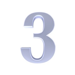 3 number three 3d silver sign