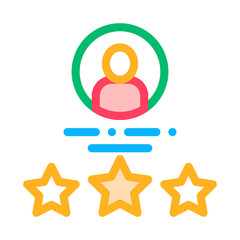 Human Silhouette Avatar And Stars Job Vector Icon Icon Thin Line. Job Hunting Business People And Recruitment Candidate, Team Work And Partnership Illustration