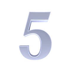 5 number five 3d silver sign