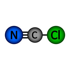 Cyanogen chloride molecule icon.