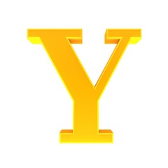 Y letter golden sign 3d