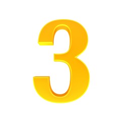 3 three number 3d golden sign