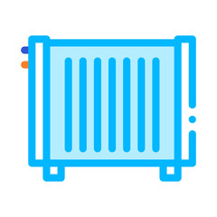 Home Water Radiator Heating Equipment Vector Icon Thin Line. Cool And Humidity, Airing, Ionisation And Heating Illustration