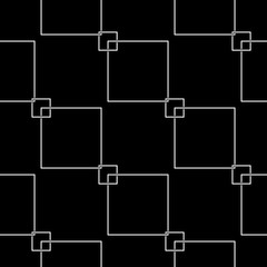 White geometric seamless pattern on black background