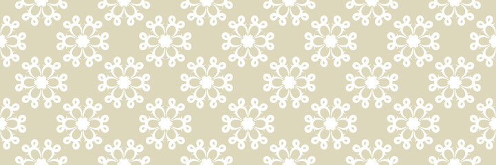 Floral print. White pattern on olive green seamless background