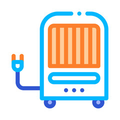 Portative Air Climate System On Rollers Vector Icon Thin Line. Cool And Humidity, Airing, Ionisation And Heating Illustration