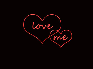 Lettering of love me with hearts