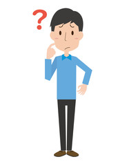 男性　全身　疑問　表情　感情　ポーズ