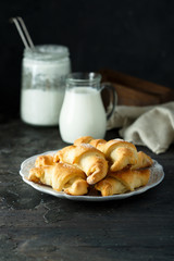 Homemade croissants or sweet rolls with jam