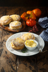 Homemade pumpkin scones with butter
