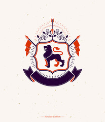 Heraldic Coat of Arms decorative emblem isolated vector illustration.