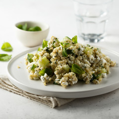 Quinoa salad with cucumber and mint