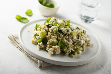 Quinoa salad with cucumber and mint