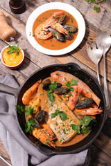 soup with seafood, french gastronomy- bouillabaisse