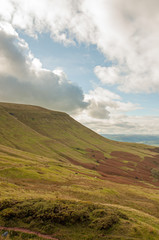 Black mountains and the Brecon beacons in the autumn