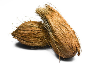 Whole coconut isolated on white background