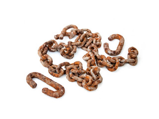 Fototapeta premium Large old rusty chain on white background