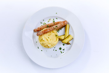 sausage with mashed potatoes