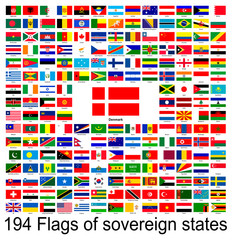 Denmark, collection of vector images of flags of the world