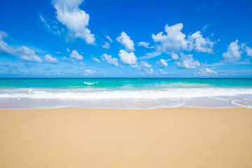 Fototapeta na wymiar Exotic white sand andaman sea beach sky with cloud summer vacation concept