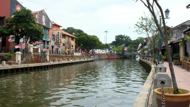 Street art on buildings along the Melaka river. Malacca, dubbed Historic State historical city centre has been listed as UNESCO World Heritage Site since 7 /8/ 2008.