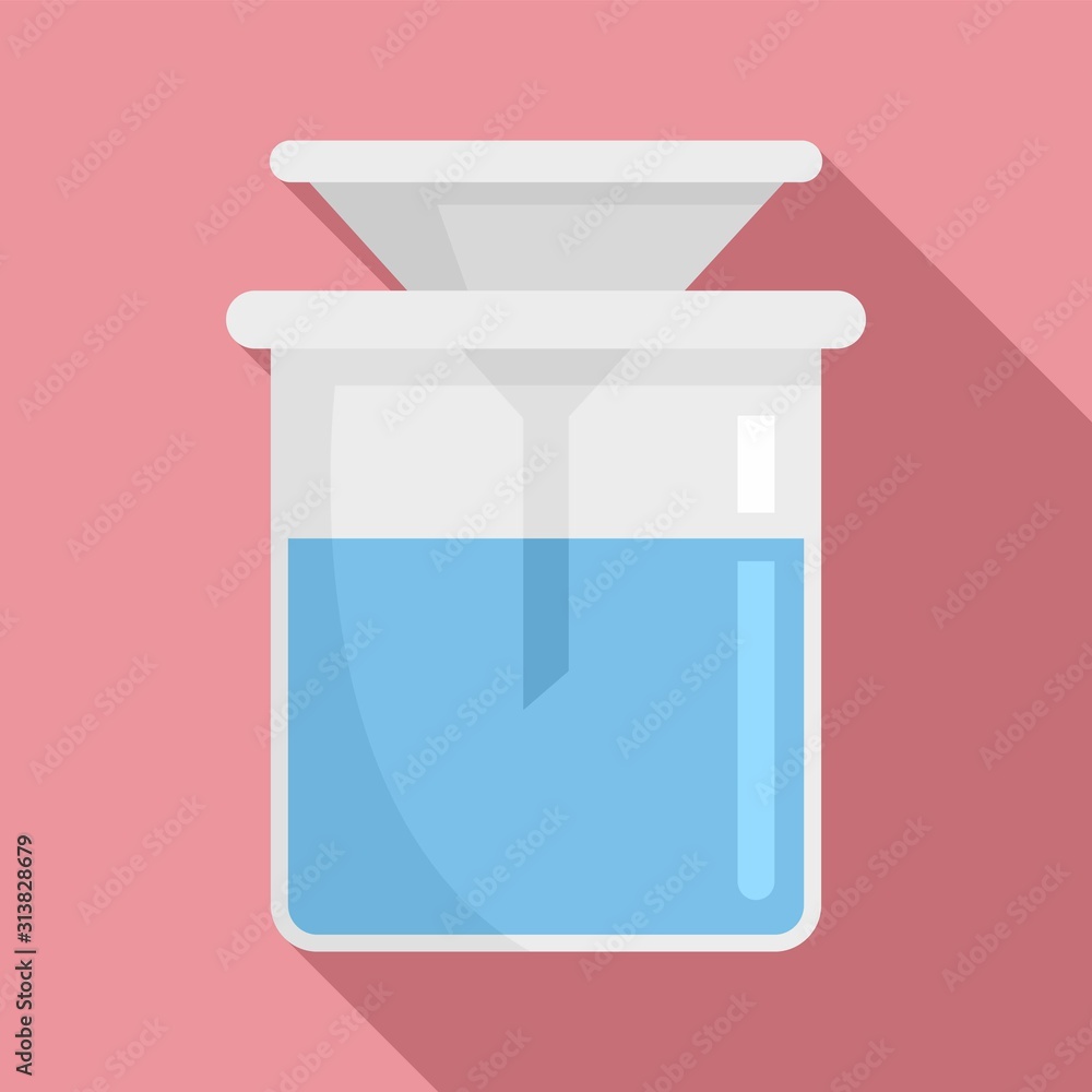 Poster funnel in flask icon. flat illustration of funnel in flask vector icon for web design