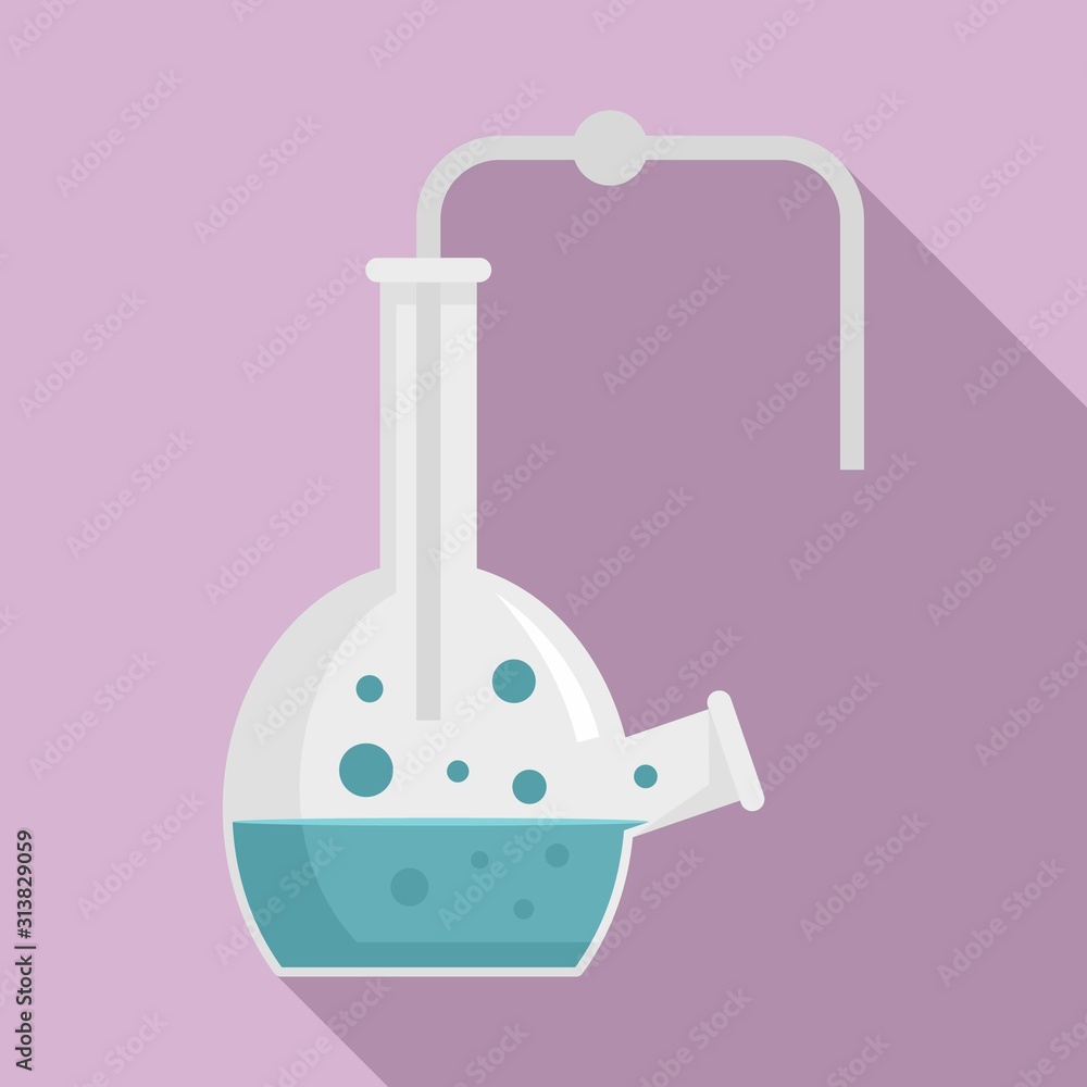 Poster glass pipe flask icon. flat illustration of glass pipe flask vector icon for web design