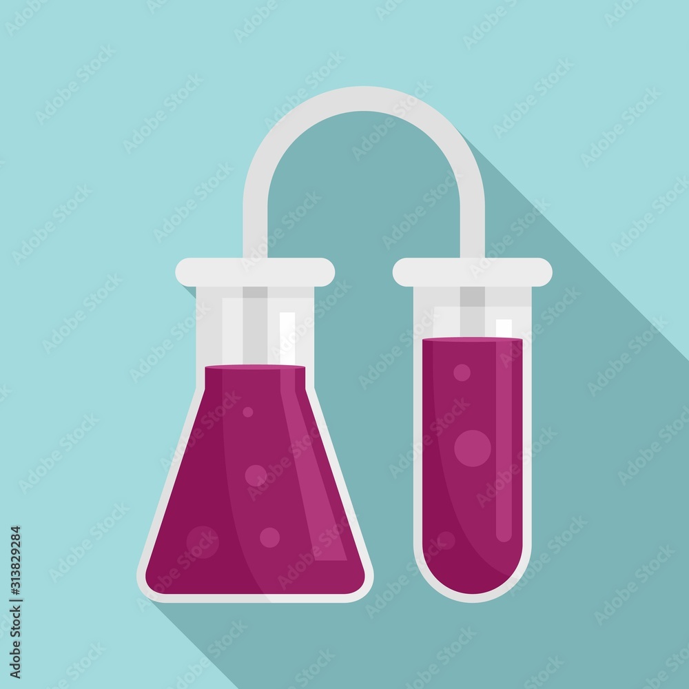 Poster flask test tube icon. flat illustration of flask test tube vector icon for web design