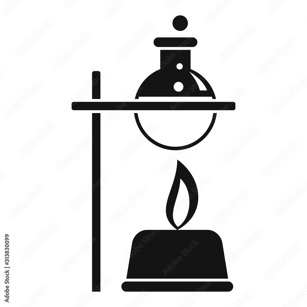Poster boiling flask under fire icon. simple illustration of boiling flask under fire vector icon for web d