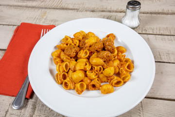 pasta with dumplings and tomato sauce