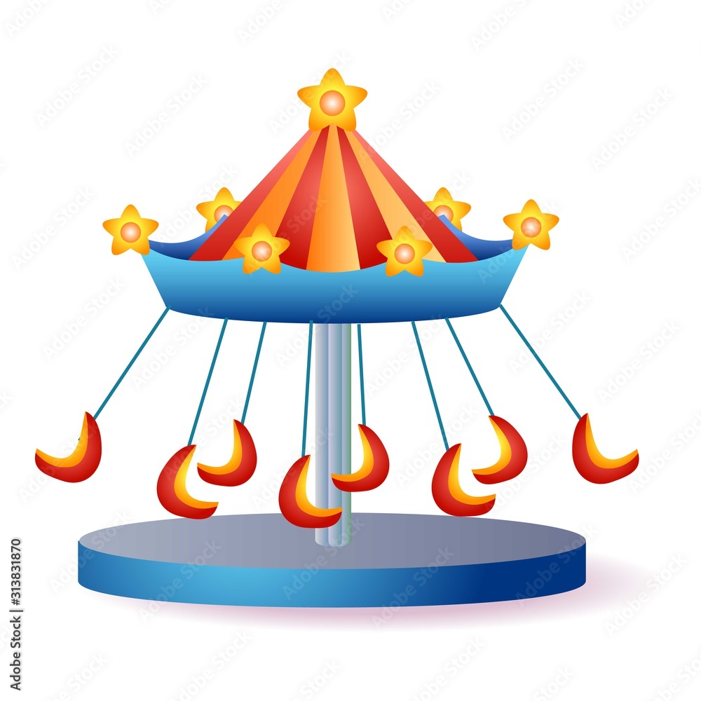 Poster funny carousel icon. cartoon of funny carousel vector icon for web design isolated on white backgrou