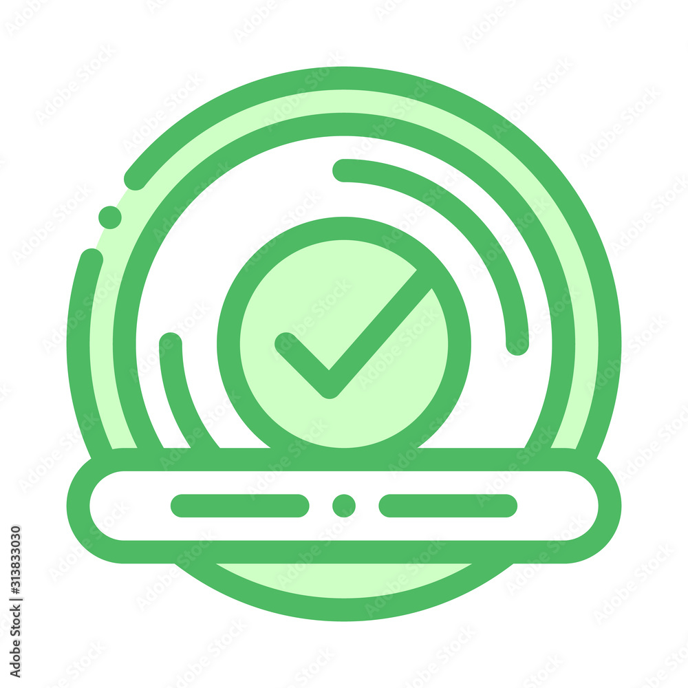 Poster approved button with text element vector icon thin line. approved sign on document file and hands, c