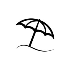 Beach umbrella black vector icon