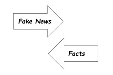 Fake News or Facts? Illustration that graphically questions the different direction that may be taken depending on the honesty of the answer. - 313834838