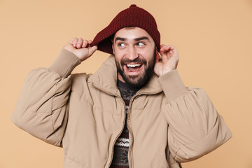 Portrait of a happy young bearded man