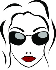 vector image of a woman's face in sunglasses