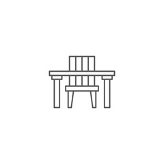 Chairs and table vector icon symbol isolated on white background