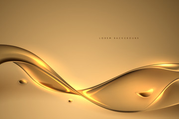 Beautiful golden oil liquid background - obrazy, fototapety, plakaty