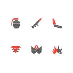 Plakat Set of 6 Military Icons on White Background Vector Isolated Elements...