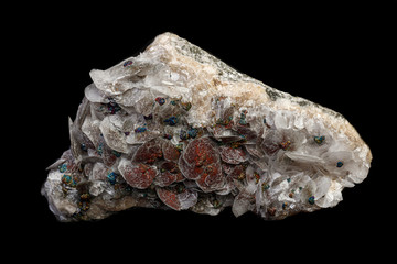 Macro Calcite Stone Minerals with Chalcopyrite on a Gray Background
