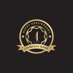 Fototapeta premium 4th year anniversary emblem logo design template
